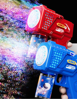 Electric Bubble Gun Astronaut Kids Toy Bubbles Machine Automatic Soap Blower with Light Summer Outdoor Party Games