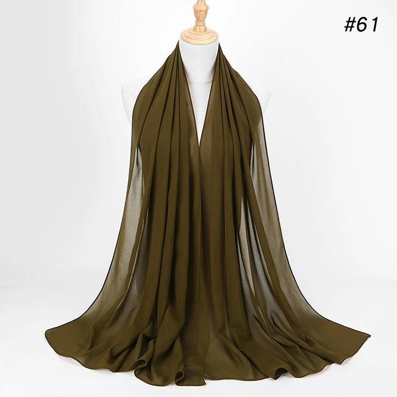 Muslim Chiffon Hijab Women Bubble Chiffon Scarf For Women Ladies Veil Muslim Islam Solid Color Malaysia Wrap Scarves