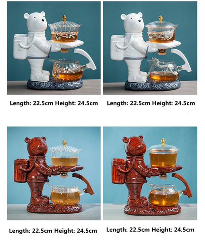 Heat-resistant Tea Infuser Glass Tea Maker Pot With Base New Astronaut  Kungfu Tea Set Automatic  Glass Teapot