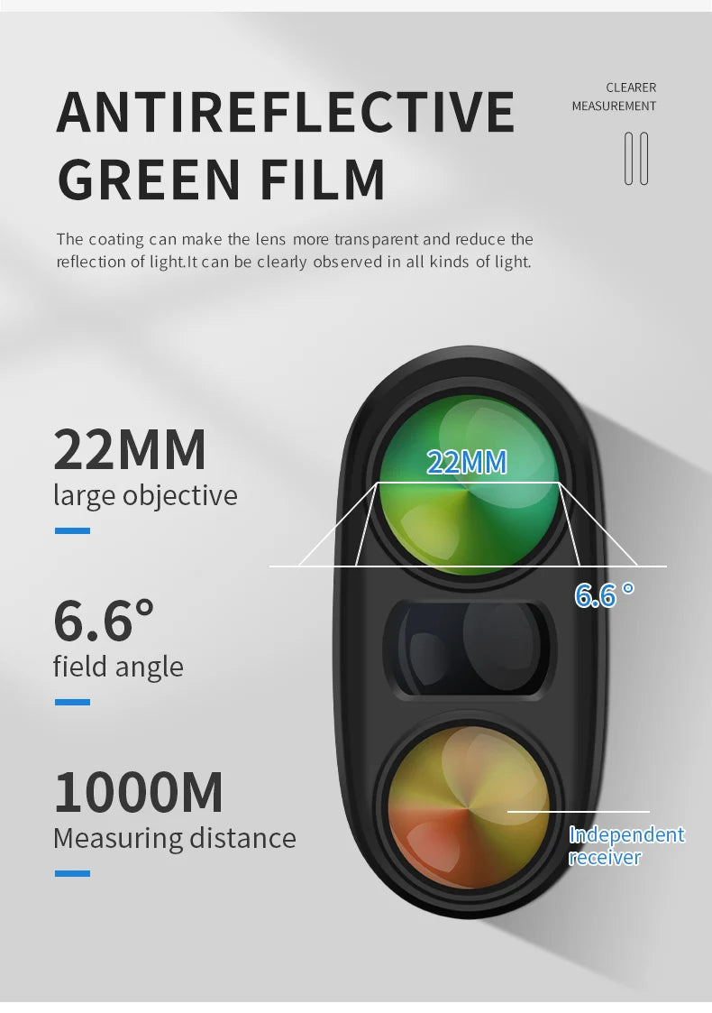 6X Laser Rangefinder 1000m With Speed Hunting And Golf Modes