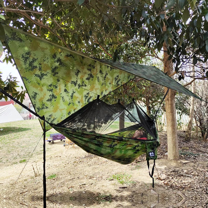 Portable Outdoor Camping Hammock with Mosquito Net High Strength Parachute Fabric Hanging Bed Hunting Sleeping Swing