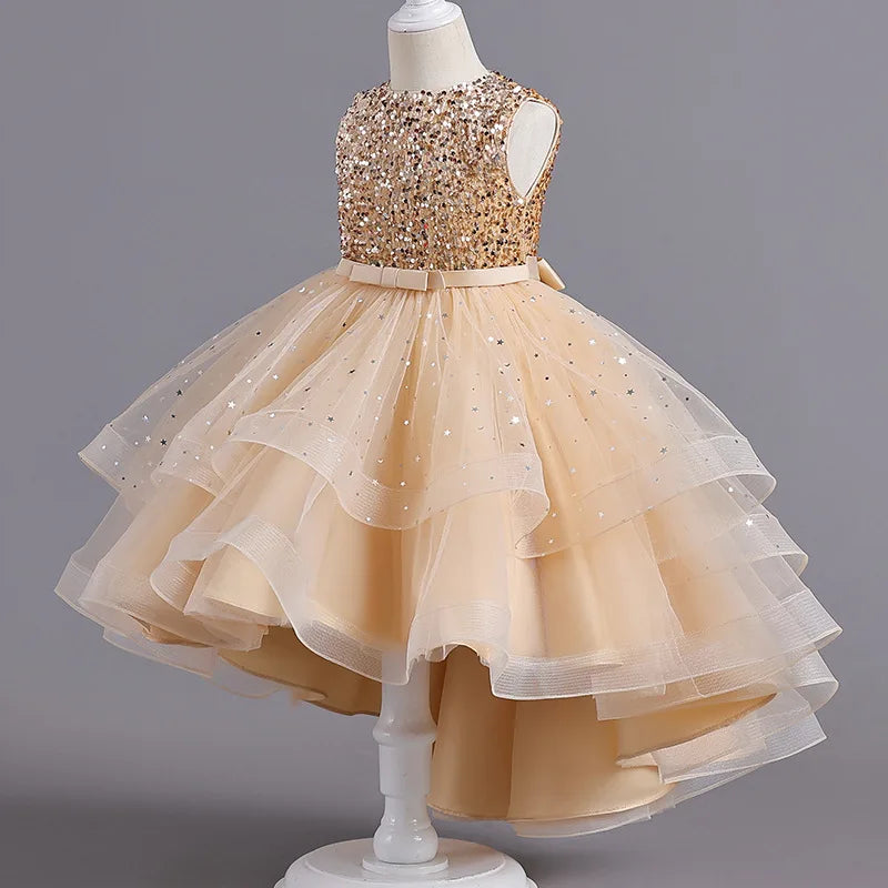 Sleeveless Ball Gown with Train Pageant and Recital Dress
