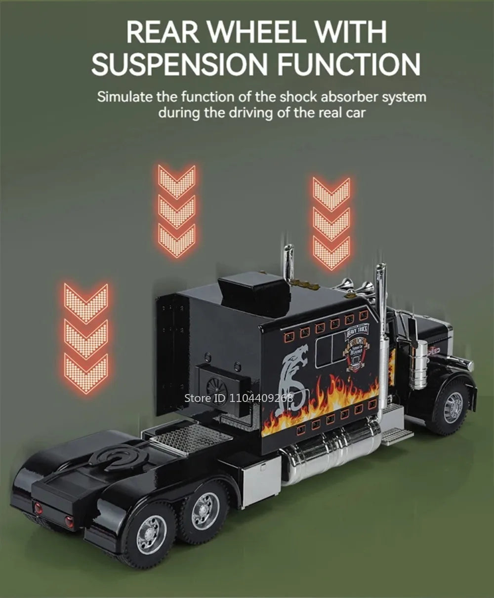 1:24 PETERBILT 389 Truck Toy Walking Tractor Car Model Alloy Die-cast Sound Light Vehicle Models Interior Decoration Present