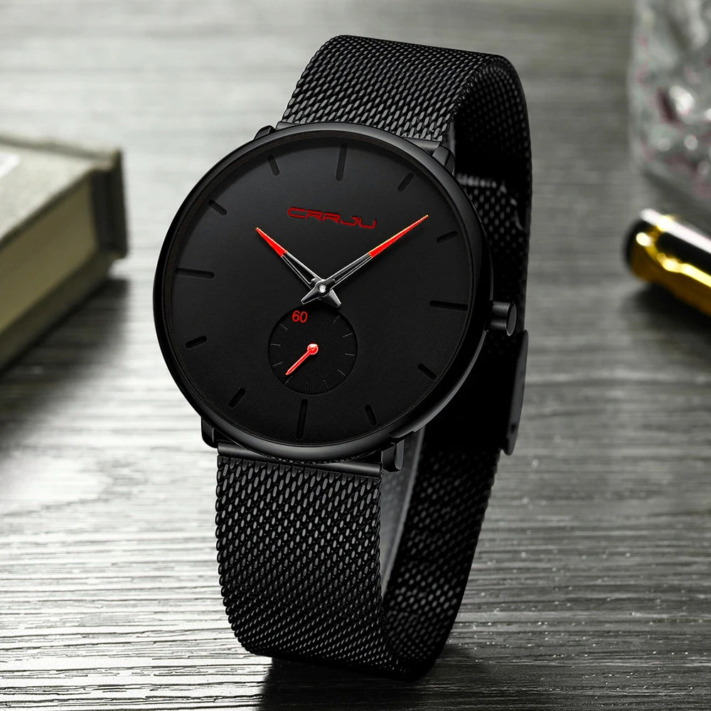 Fashion Mens Watches Top Brand Luxury Quartz Watch Men Casual Slim Mesh Steel Waterproof Sport Watch Relogio Masculino