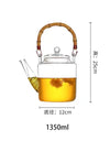 1350ml Bamboo Handle Beam Tea Pot Heat Resistant Glass Teapot With Filter Flower Tea Kettle Kungfu Lifting Beam Tea Pot Teaware