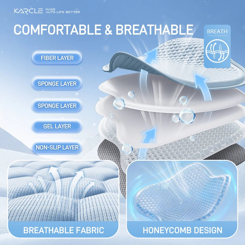 Summer Car Seat Covers TPE Cold Gel Seat Pad 3D Honeycomb Cool Seat Cushion Anti-Slip Auto Seat Covers Cooling Seat Mat