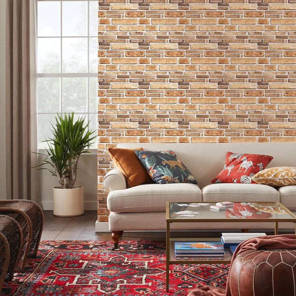 3D Wall Sticker Self-adhesive Faux Stone Wall Panel Peel and Stick Tile Backsplash for Kitchen Bathroom Waterproof Tile Sticker