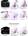 3PCS Rhinestones Glue Gel Set Mirror Nail Powder With Nail Liner Brush UV LED Transparent Adhesive Glue Gel