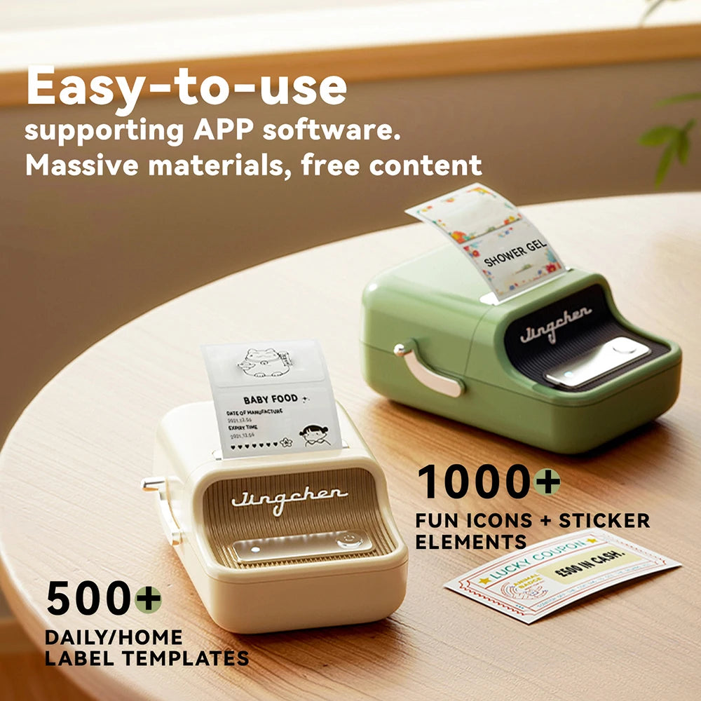 B21 / B1 Thermal Label Printer, Bluetooth Wireless Sticker Maker 20–50mm, Portable Inkless Barcode Label Printer for Clothing & Jewelry