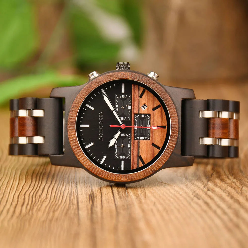 Wood Watch Zebra Multifunctional Luminous Lettering Custom