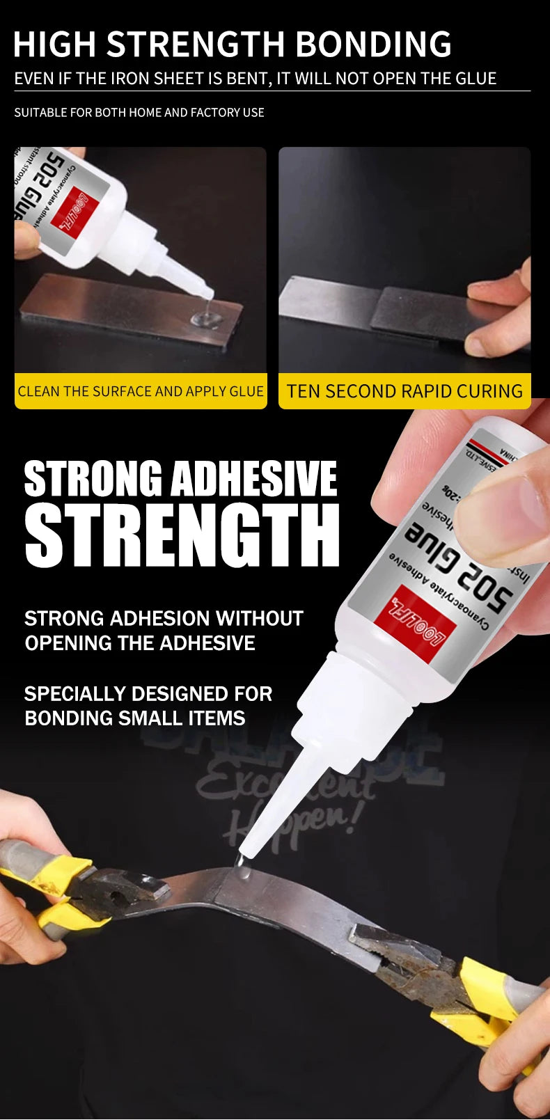 1-5pcs 502 Super Glue, Instant Glue, Quick Drying Cyanoacrylate Glue, Leather, Rubber, Wood, Metal, Glass, Strong Bonding, Liquid Glue Tool, 20ml, Long Lasting Sticky, No Turning White