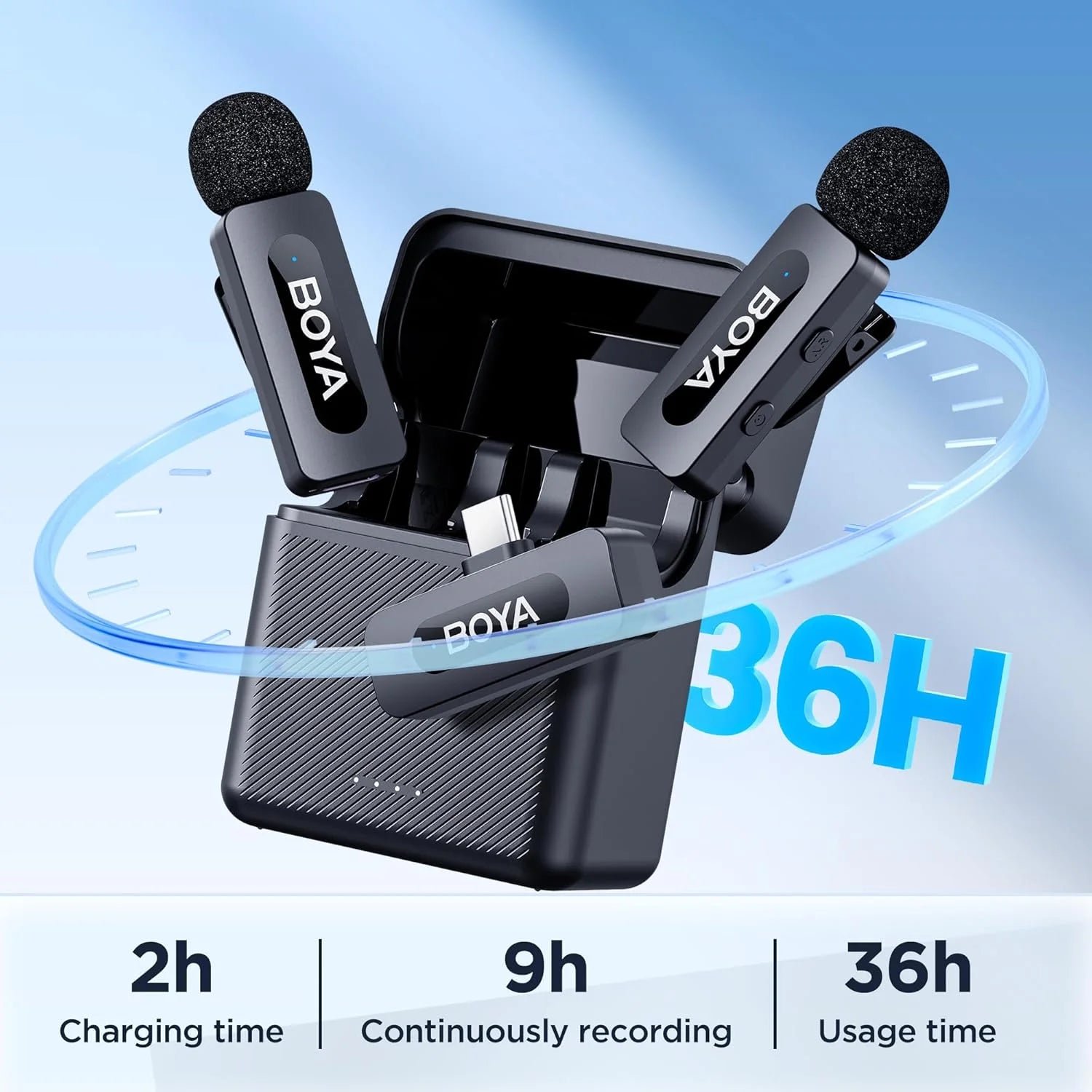 BY-V3 Wireless Lavalier Microphone for iPhone 15/16 Series Samsung DJI Pocket 3 Type-c Smartphones Cameras Video Recording