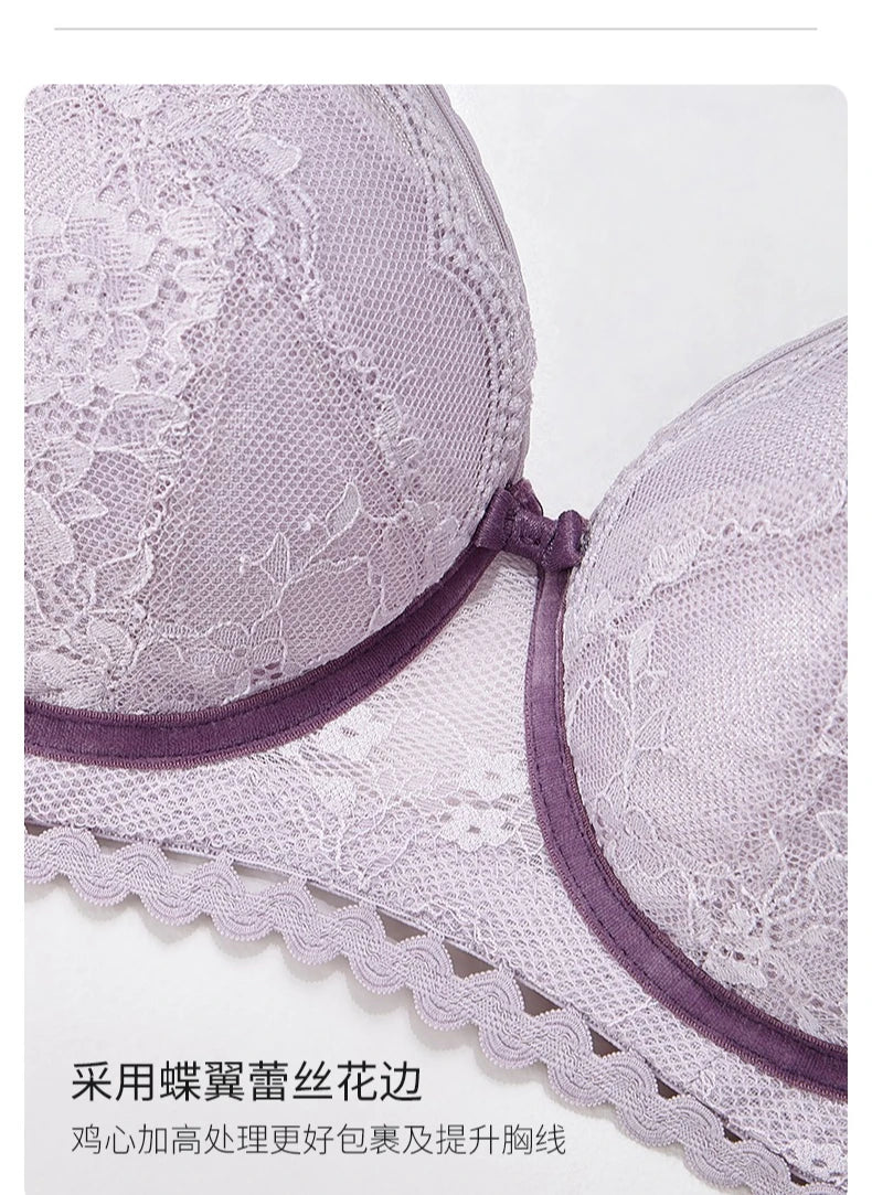 Womens Lace Thin Cup Push Up Underwire Bra