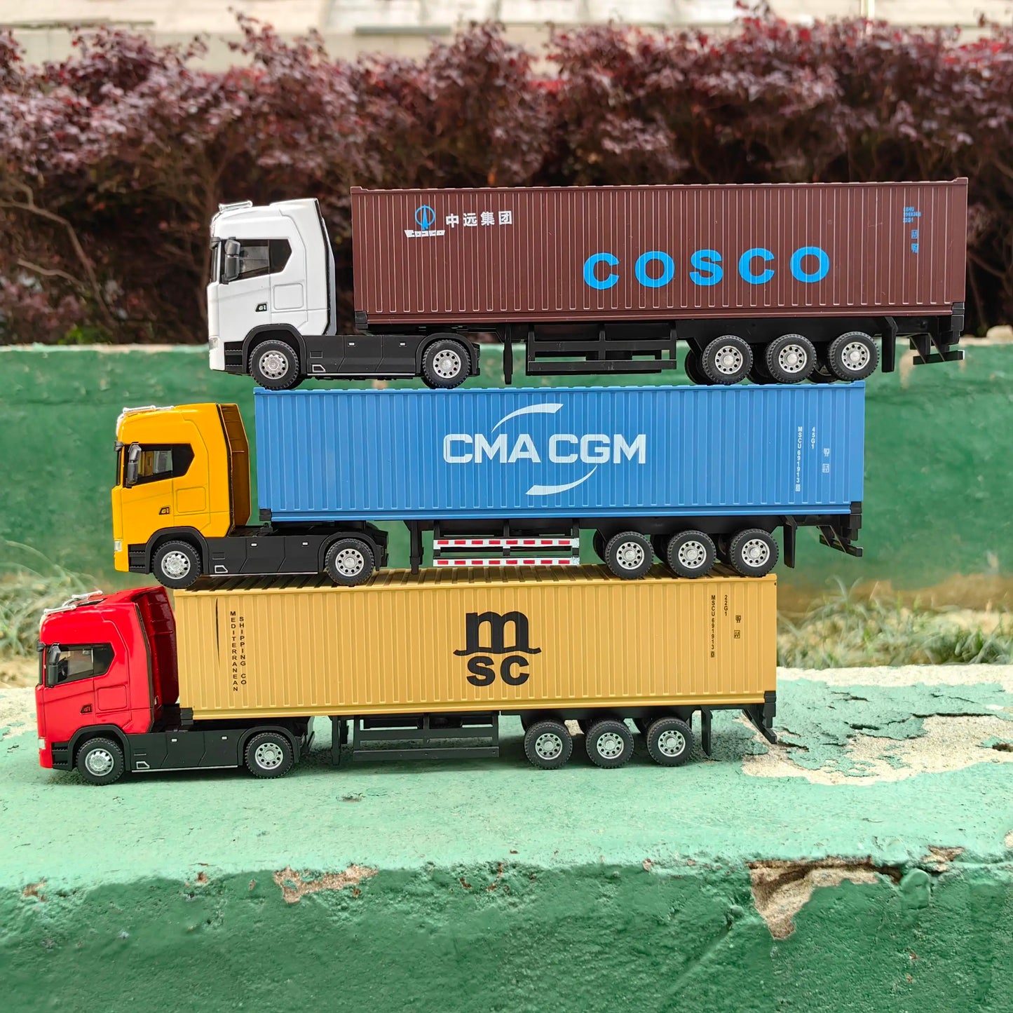 1/50 Simulation Large Truck Toy Car Model Alloy Diecast Transport Container Vehicle Car For Boy Gifts with Sound Light Pull Back