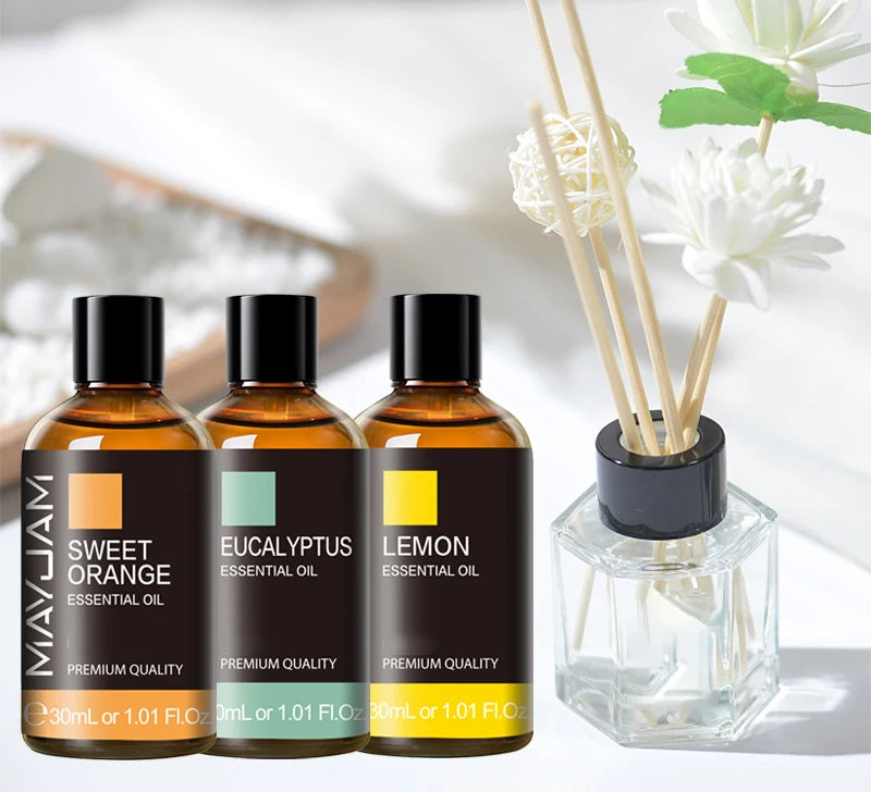 3 Bottles Natural Essential Oil 30ml Aroma Oil For Aromatherapy Car Air Freshener Sweet Orange Lemon