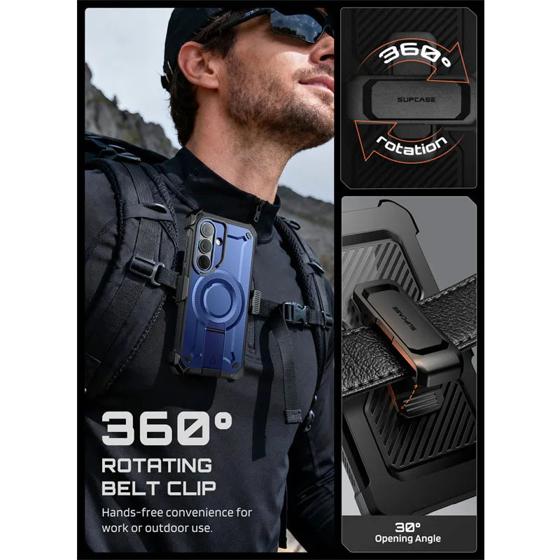 Rugged Magnetic Phone Case with Kickstand Screen Protector and Belt Clip for Samsung Galaxy S26