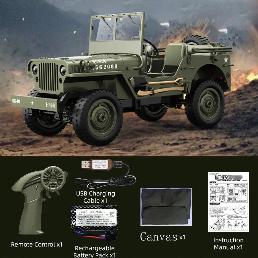1 to 10 Scale 4WD Remote Control Military Off Road Jeep