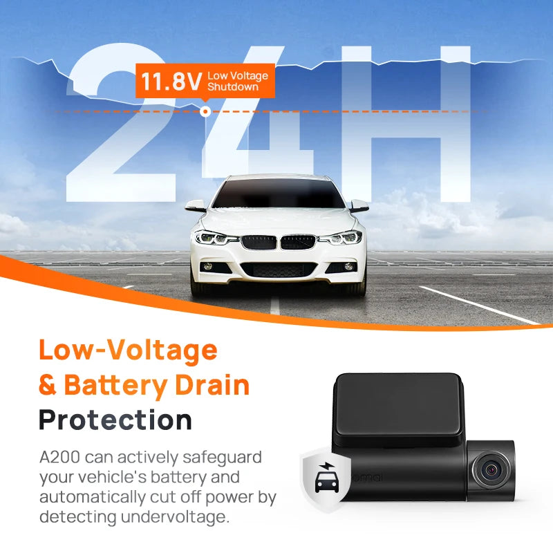 Dash Cam A200 Dual Channel 1080P HDR Car DVR – 2" IPS Screen, WiFi App Control, 130° Wide Angle, 24H Parking Monitor
