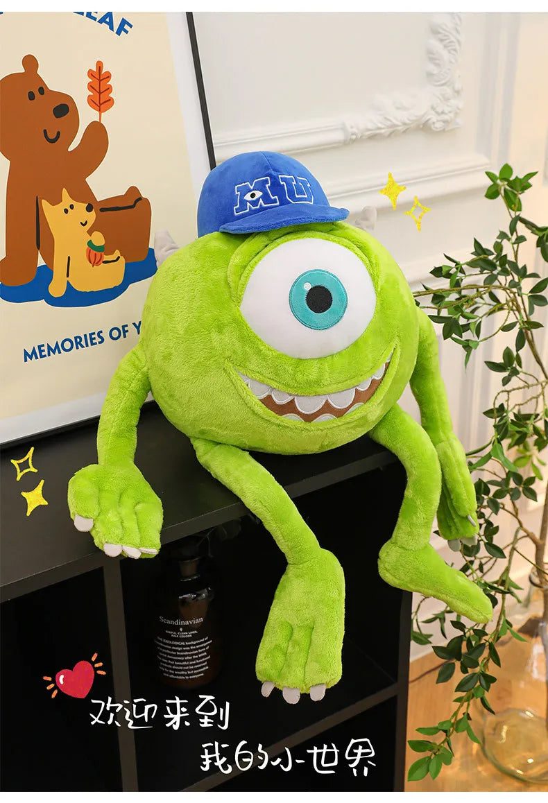 Kawaii Mike Plush Toy Big Eye Monster with Hat Cute Stuffed Doll for Kids Birthday Xmas Gift Soft Pillow Toy for Boys and Girls