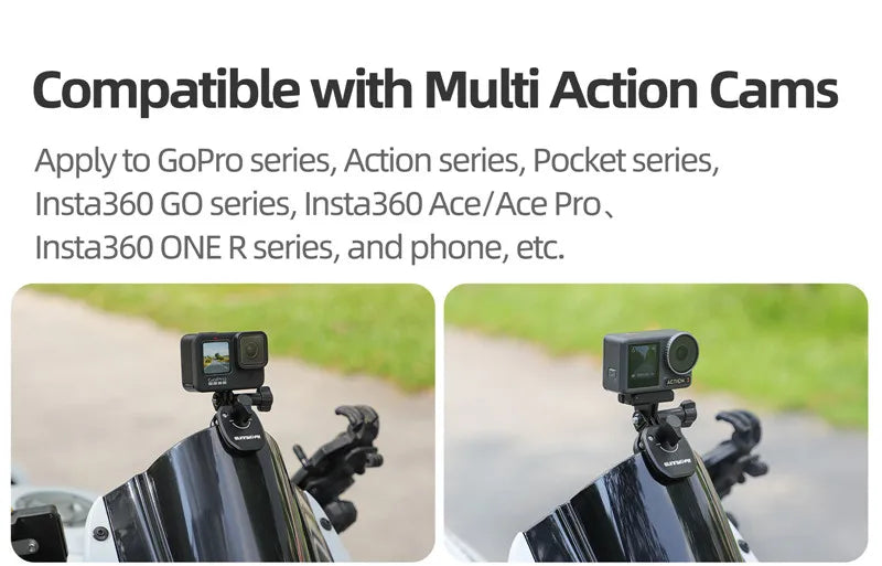 Motorcycle Windshield Clip Mount for Action Cameras and Smartphones