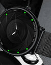 Minimalist Men's Fashion Watches Ultra Thin Stainless Steel Mesh Belt Quartz Wrist Watch Men Casual Leather Clock
