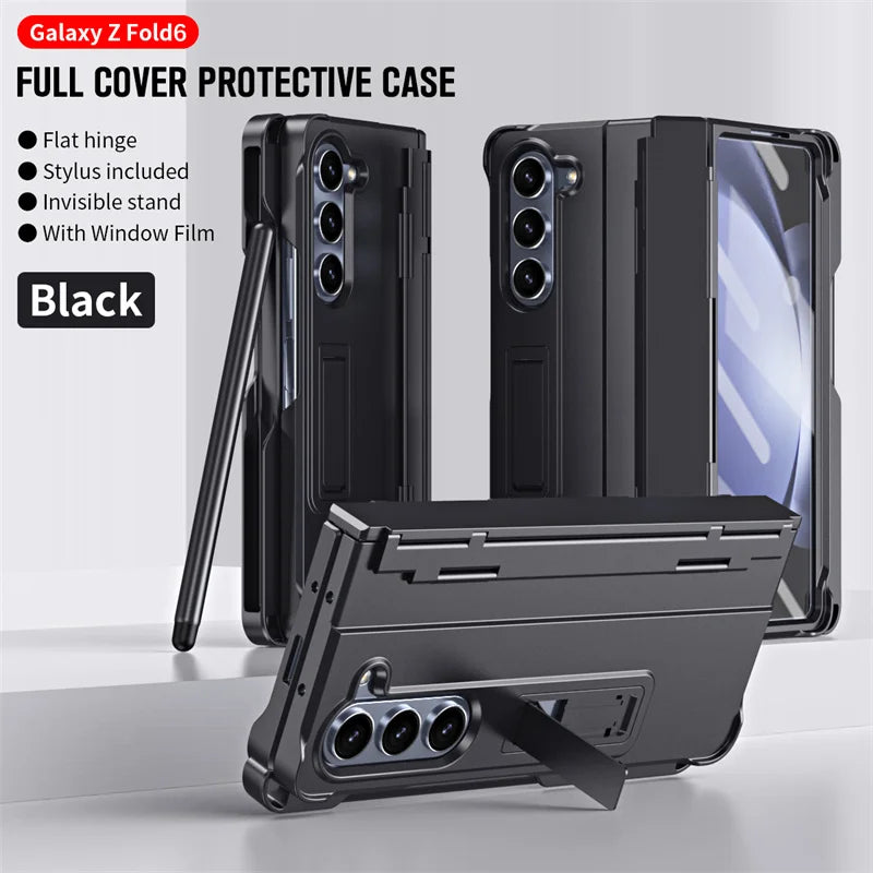 Phone Case With Pen Slot Stylus Hinge bracket Shell Membrane For Samsung Galaxy Z Fold 5 4 3 Case All-Inclusive Z Fold 6 3 Cover