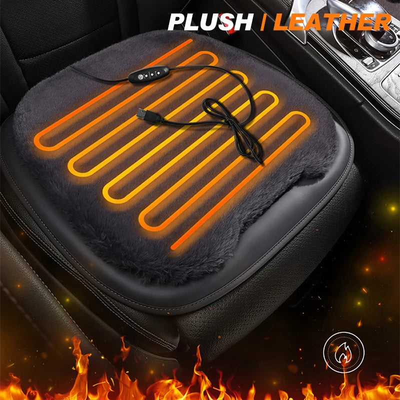 Heated Car Seat Cover USB 30' Fast Car Seat Heater Warm Plush Comfortable Heating Hot Car Seat Cushion Seat Heating Cover Pads