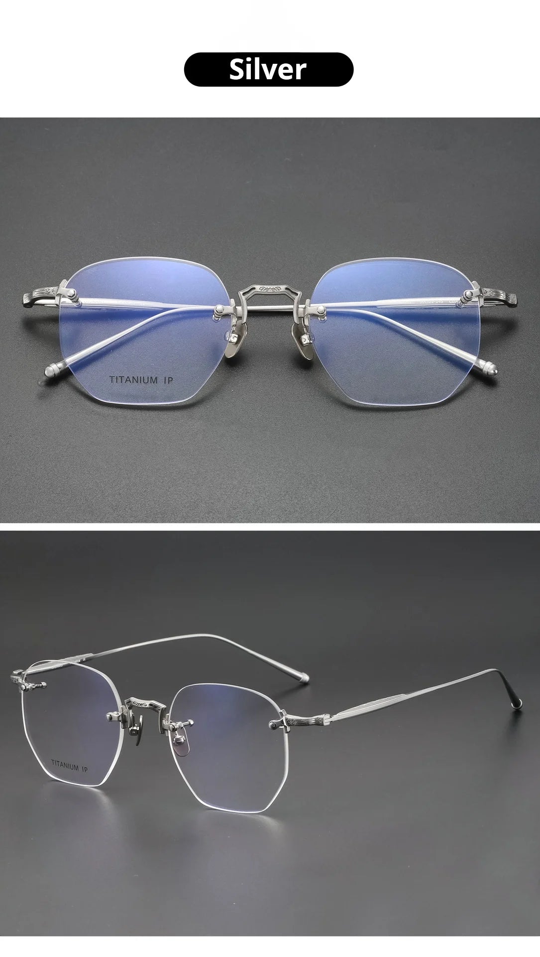 Luxury Lightweight Titanium Rimless Polygonal Eyeglasses Frames