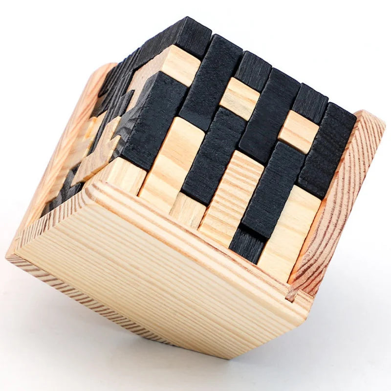 Wooden Interlocking Cube Brain Teaser Puzzle