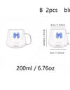 2pcs Bowknot Double Wall Glass Cup Set Coffee Mug Heat-resistant Espresso Cup Thermo Insulated Cup For Cappuccino Tea Drinkware