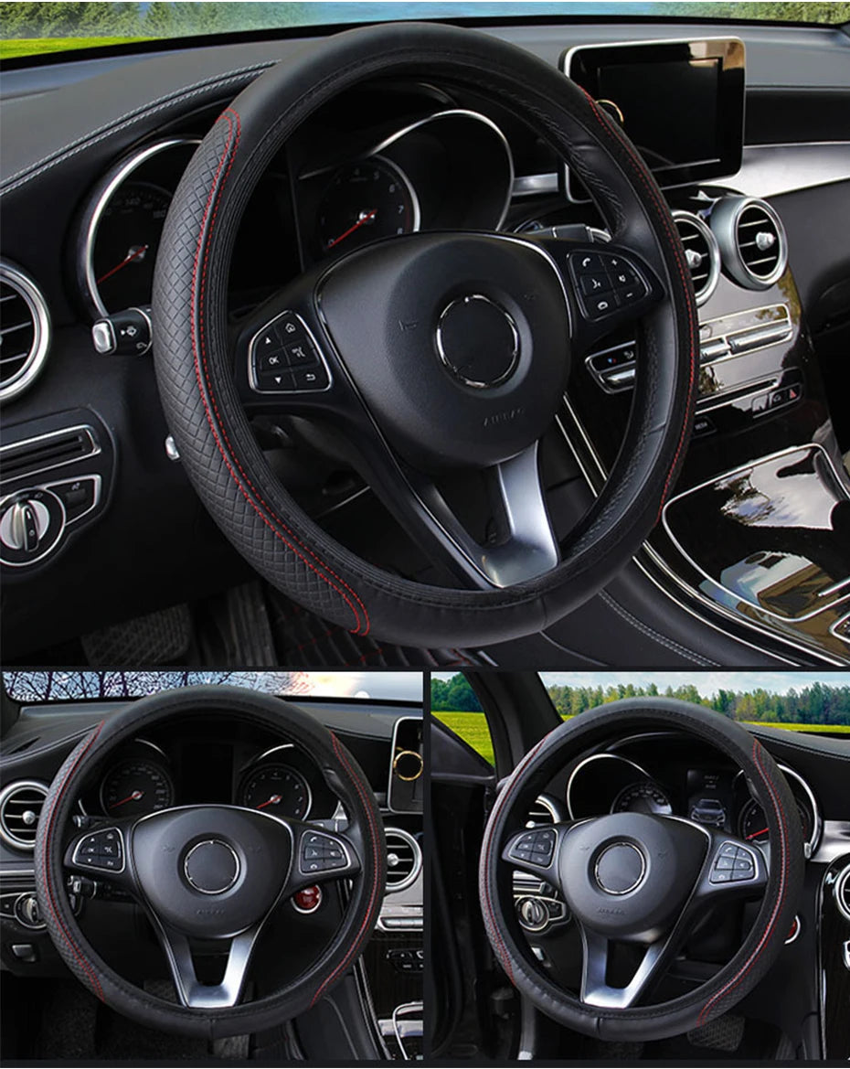 Universal Microfiber Leather Car Steering Wheel Cover 37CM 39CM