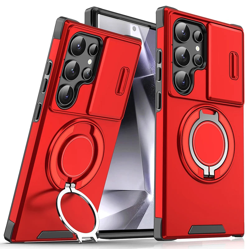 Luxury 360 ° Rotating Hidden Metal Ring Car Holder Armor Phone Case For Samsung S24 Ultra S21 S22 S23 Ultra Plus