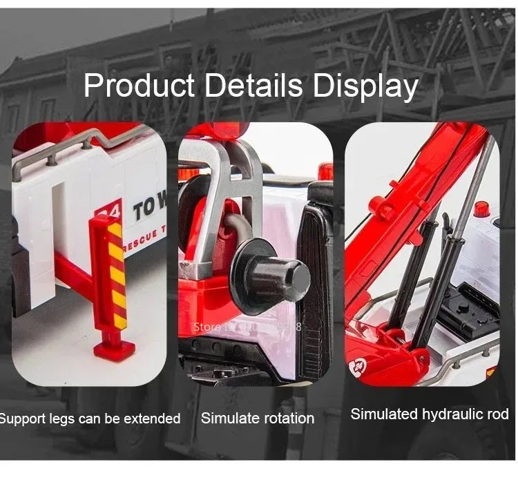 1:32 Double Hook Obstacle Clearing Car Garbage Truck Model Toy Metal Diecast Pull Back Engineering Vehicle Models Boys Gifts