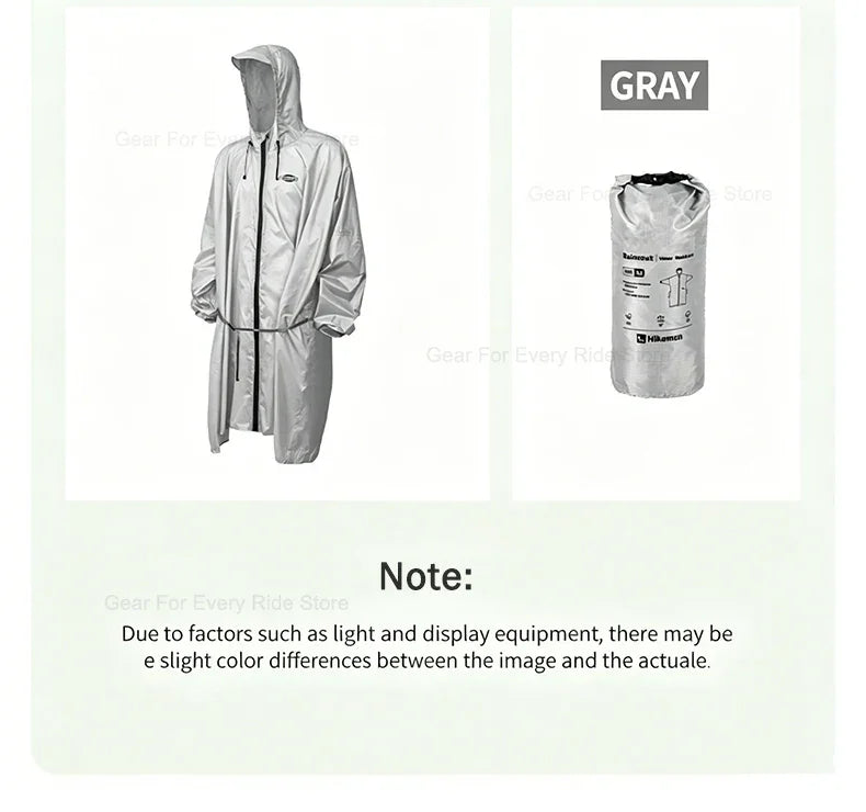 Ultralight Waterproof Zipper Raincoat with Adjustable Hood for Hiking and Camping