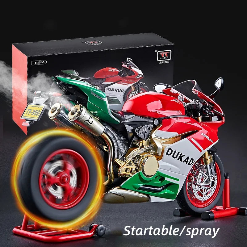 1:9 1199 Panigale H2R Ninja With Spray Alloy Motorcycle Model Toy Vehicle Collection Sound and Light Off Road Autocycle Toys Car