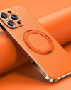 Magnetic Leather for Magsafe Case for iPhone 16 15 14 Pro Max 16Pro Ring Luxury Lens Protection Holder Phone Back Cover