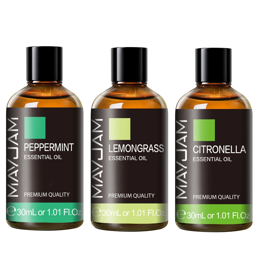 3 Bottles Natural Essential Oil 30ml Aroma Oil For Aromatherapy Car Air Freshener Sweet Orange Lemon