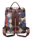Patchwork Leather Backpacks Large Capacity Travel School Bag Retro Shoulder Bag Bagpack