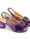 Purple Shoe and Bag Set for Party in Women  African Shoe and Bags Set for Party Elegant Rhinestone Wedding Shoes Bride