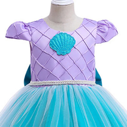 Girl Ariel The Little Mermaid Princess Dress Embroidery Children Vestidos Party Dresses Kids Halloween Cosplay Costume