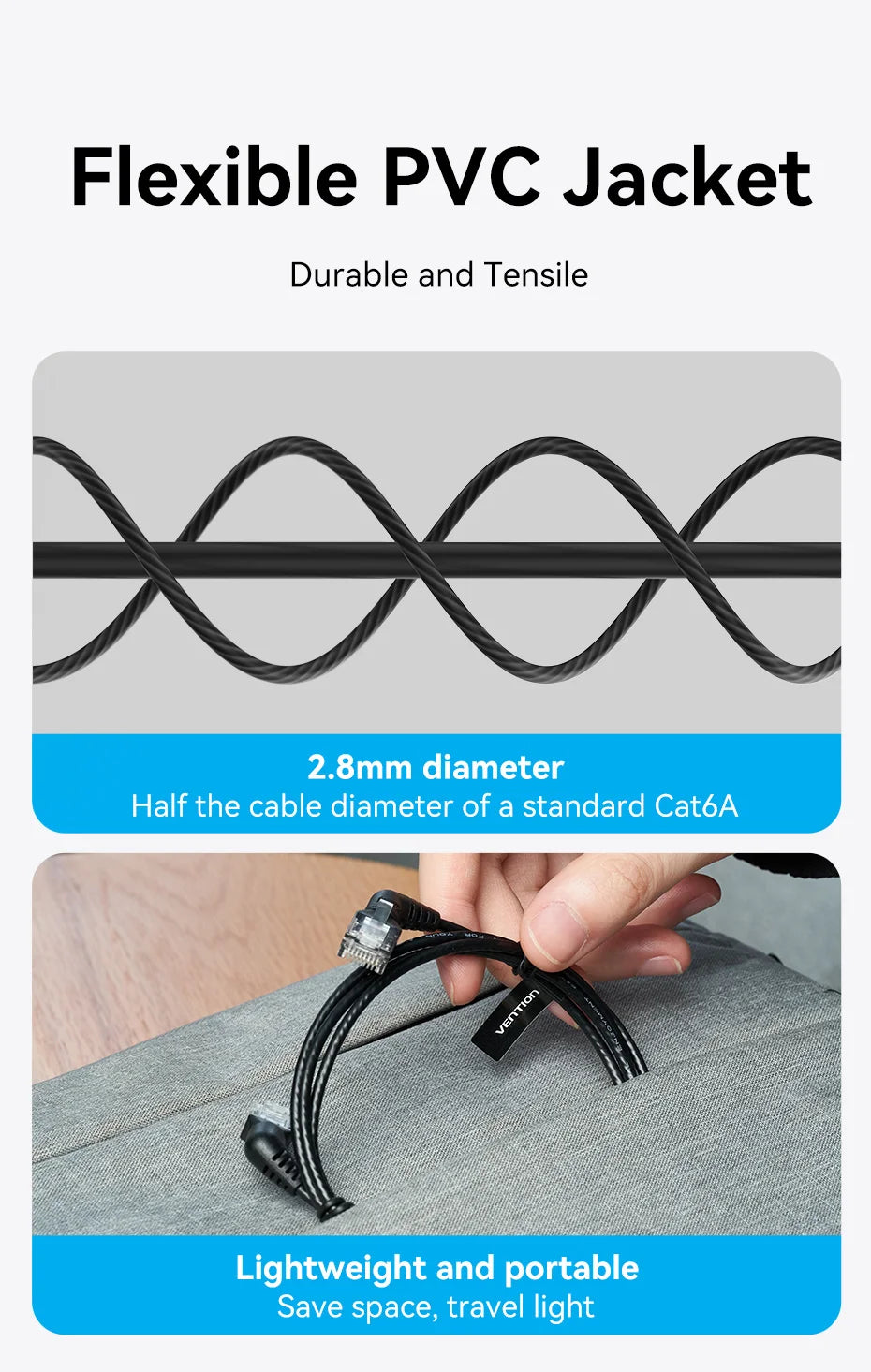 CAT6A Ethernet Cable 10Gbps 90/360 Degree Rotation CAT 6A Slim Networking Internet Lan Cord for PC PS4 Router RJ45 Cable