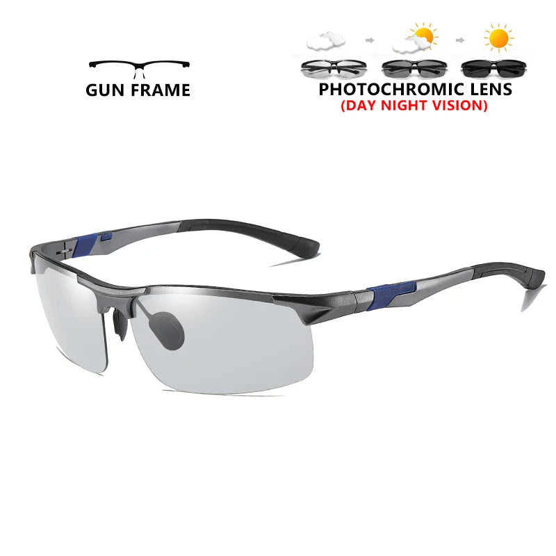 Aluminum Photochromic Polarized UV400 Day Night Driving Sunglasses for Men Women