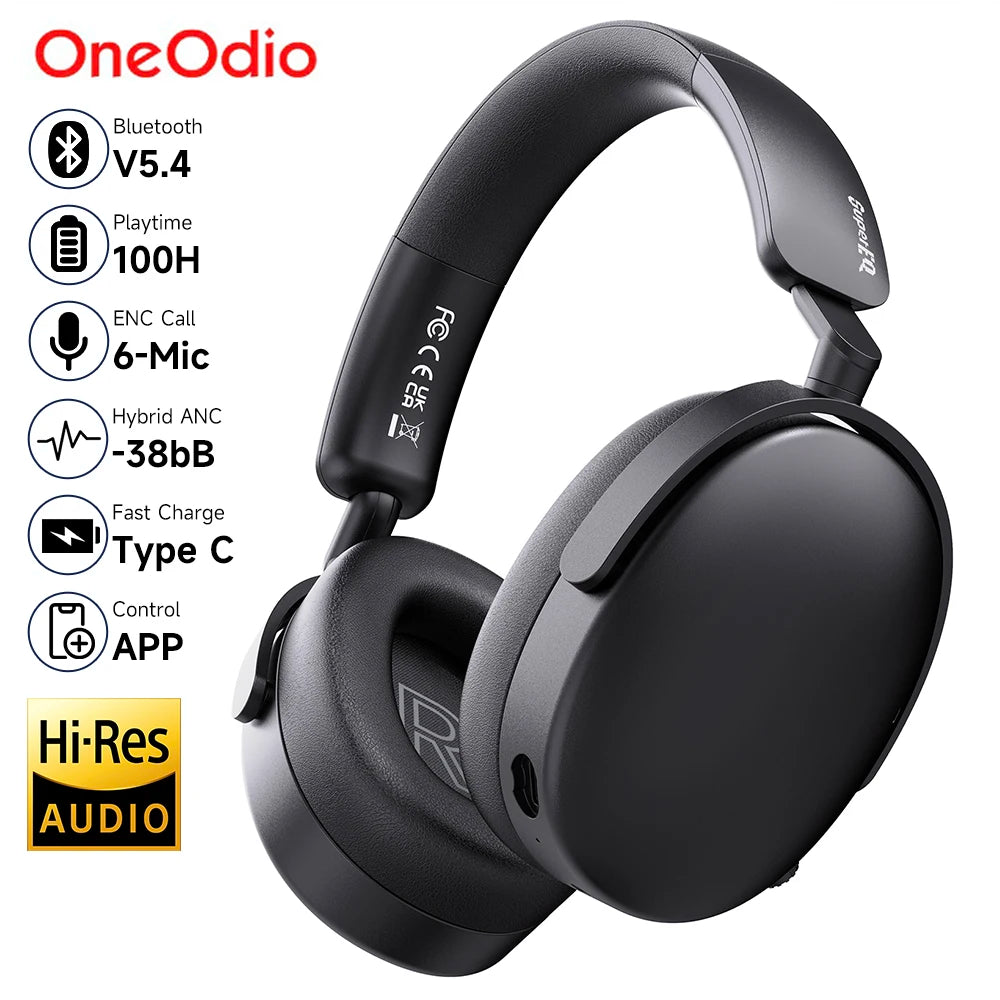 SuperEQ A200 ANC Wireless Bluetooth 5.4 Headphones Active Noise Canceling Over Ear Headset With ENC Mic Hi-Res Audio APP