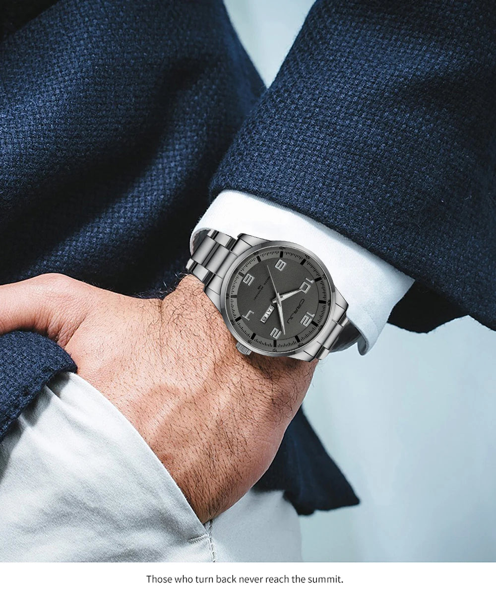 Men Luxury Watches Stainless Steel Quartz Auto Date Clock with Luminous Hands Relogio Masculino