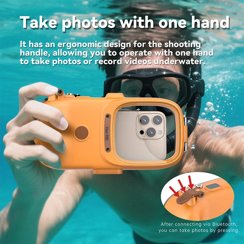 latest upgrade IP68 standard 15M/50ft diving swimming photography professional waterproof Bluetooth phone case