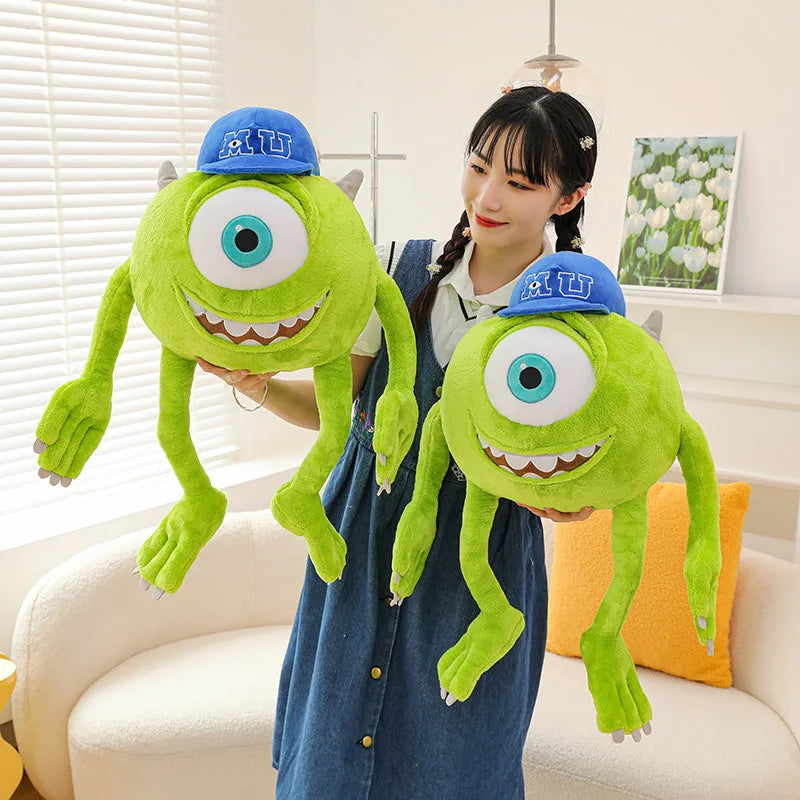 Disney 23/35cm Kawaii Monster University Electric Power Company Sulley Mike Wears Hat Doll Plush Toy Room Decoration  Gifts