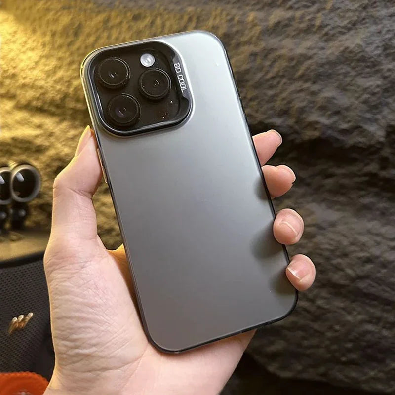 Luxury Matte Anti-drop Armour Phone Case for iPhone 17 16 15 14 Pro Max Air Lens protect Cover