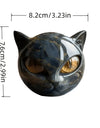 Cat Head Statue - Elegant Marble-like Glossy Resin Sculpture with Golden Eyes & Black Marble Texture,Desktop Decor for Home/Offi
