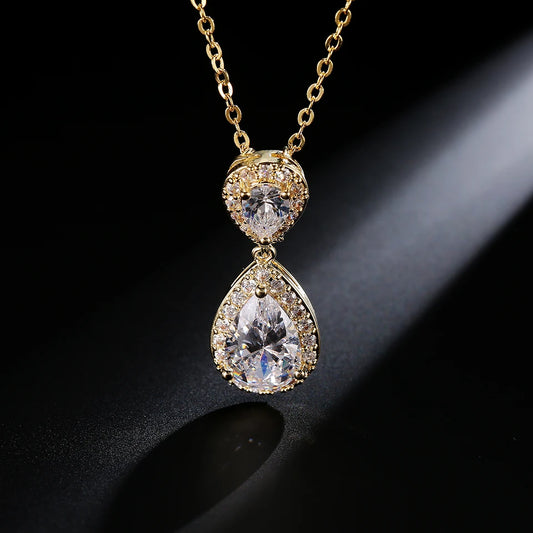 Trendy Water Drop Cubic Zircon Pendants Necklaces