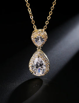 Trendy Water Drop Cubic Zircon Pendants Necklaces